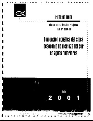 Informe Final : EVALUACION ACUSTICA DEL STOCK DESOVANTE DE MERLUZA DEL SUR EN AGUAS EXTERIORES