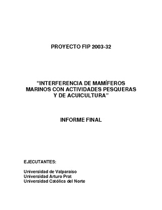 Informe Final : INTERFERENCIA DE MAMIFEROS CON ACTIVIDADES PESQUERAS Y DE ACUICULTURA