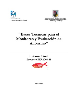 Informe Final : BASES TÉCNICAS PARA EL MONITOREO Y EVALUACIÓN DE ALFONSINO