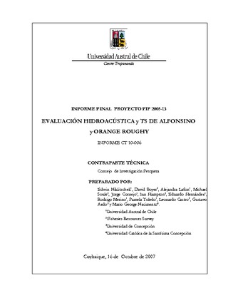 Informe Final : EVALUACION HIDROACÚSTICA Y TS ALFONSINO Y ORANGE ROUGHY