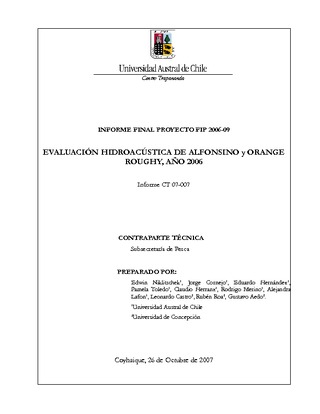 Informe Final : EVALUACIÓN HIDROACÚSTICA DE ALFONSINO Y ORANGE ROUGHY, AÑO 2006