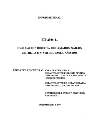 Informe Final : EVALUACIÓN DIRECTA DE CAMARÓN NAILON II Y VIII REGIONES, AÑO 2006