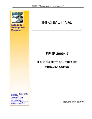 Informe Final : BIOLOGÍA REPRODUCTIVA DE MERLUZA COMÚN