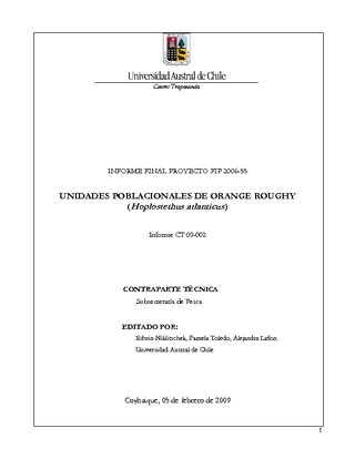Informe Final : UNIDADES POBLACIONALES DE ORANGE ROUGHY