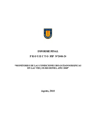 Informe Final : MONITOREO DE LAS CONDICIONES BIO-OCEANOGRÁFICAS EN LA VIII Y IX REGIONES, AÑO 2008