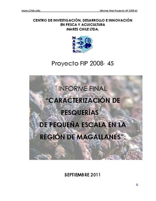 Informe Final : CARACTERIZACION DE PESQUERIAS DE PEQUEÑA ESCALA EN LA REGION DE MAGALLANES
