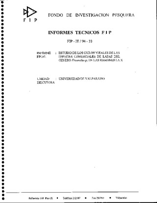 Informe Final : ESTUDIO DE LOS CICLOS VITALES DE LAS ESPECIES COMERCIALES DE LAPAS DEL GENERO FISSURELLA spp, EN LAS REGIONES I A X
