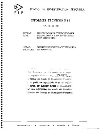 Informe Final : REPRODUCCION Y RECLUTAMIENTO EN SARDINA COMUN Y ANCHOVETA DE LA ZONA CENTRO-SUR