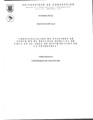 Informe Final : IDENTIFICACION DE UNIDADES DE STOCK EN EL RECURSO MERLUZA DE COLA EN EL AREA DE DISTRIBUCION DE LA PESQUERIA