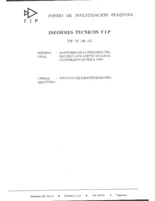 Informe Final : MONITOREO DE LA PESQUERIA DEL RECURSO LOCO A NIVEL NACIONAL (TEMPORADAS DE PESCA 1996)