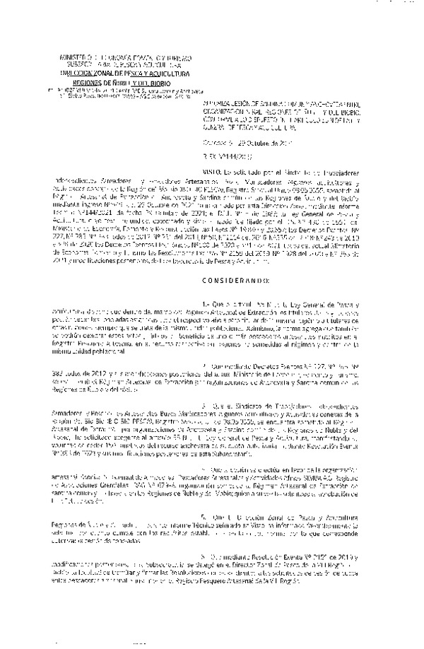 Res. Ex. N° 144-2021 (DZP Ñuble y del Biobío) Autoriza cesión Sardina Común y Anchoveta Región de Ñuble-Biobío (Publicado en Página Web 03-11-2021)
