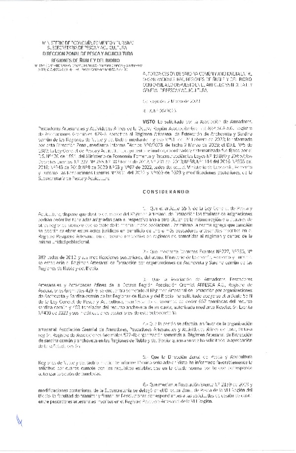 Res. Ex. N° 006-2023 (DZP Ñuble y del Biobío) Autoriza cesión Sardina común y Anchoveta. (Publicado en Página Web 03-03-2023)