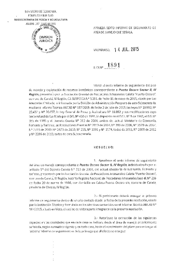 Res. Ex. N° 1891-2015 6° SEGUIMIENTO.