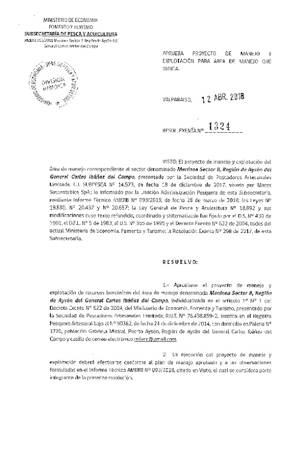 Res. Ex. N° 1324-2018 Plan de Manejo.