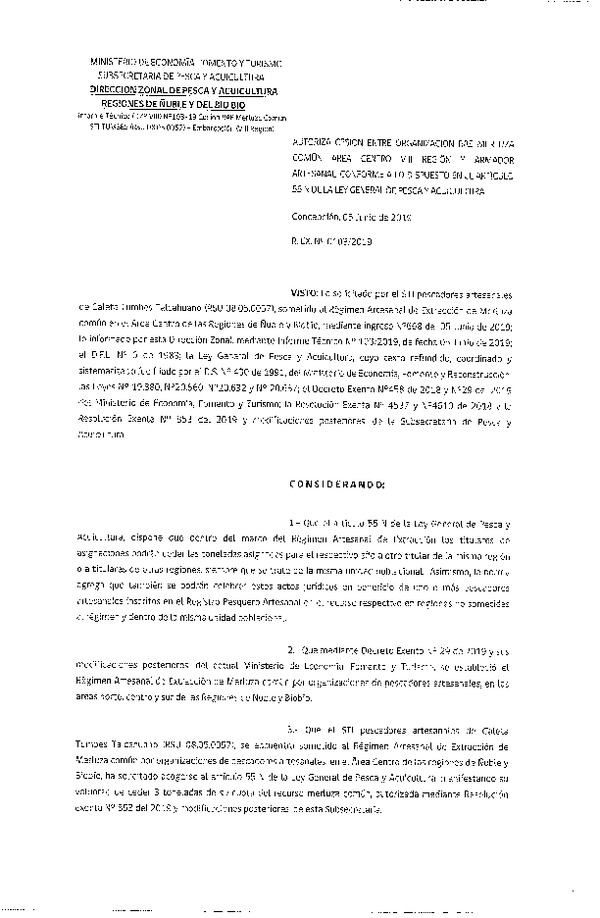 Res. Ex. N° 103-2019 (DZP VIII) Autoriza cesión Merluza común Regiones de Ñuble y del Biobío.