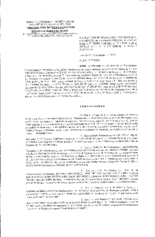 Res. Ex. N° 177-2019 (DZP VIII) Autoriza cesión Anchoveta y sardina común Regiones de Ñuble y del Biobío.