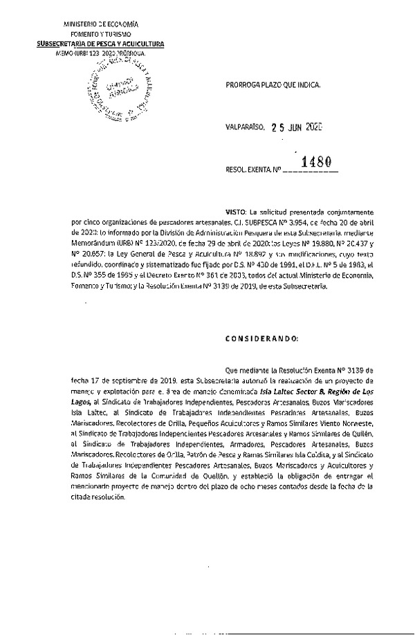 Res. Ex. N° 1480-2020 Prorroga Plan de Manejo. (Publicado en Página Web 03.07-2020)