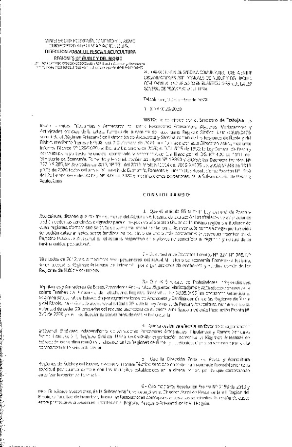 Res. Ex. N° 129-2020 (DZP Ñuble y del Biobío) Autoriza cesión Sardina Común y Anchoveta Región de Ñuble-Biobío (Publicado en Página Web 04-12-2020)