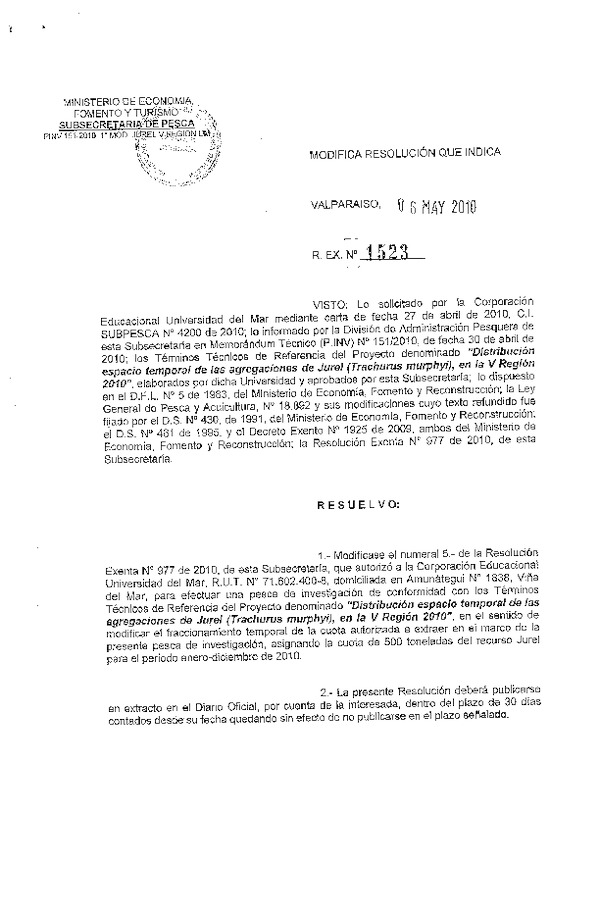 r ex pinv 1523-2010 mod rs 977-2010 universidad del mar jurel v.pdf