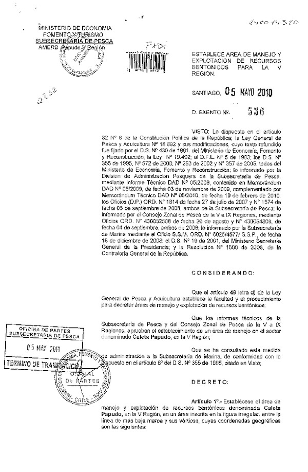 d ex 536-2010 establece amerb caleta papudo v.pdf