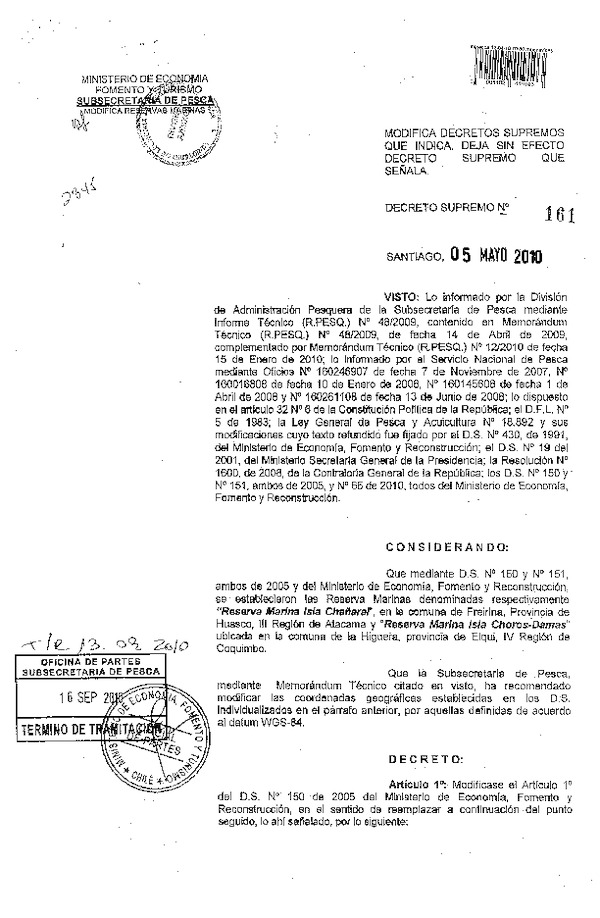 ds 161-2010 modica decretos supremos reservas marinas.pdf