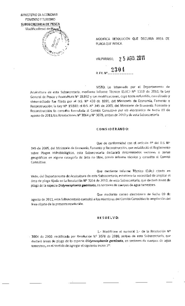 Resolución Exenta N° 2304-2011