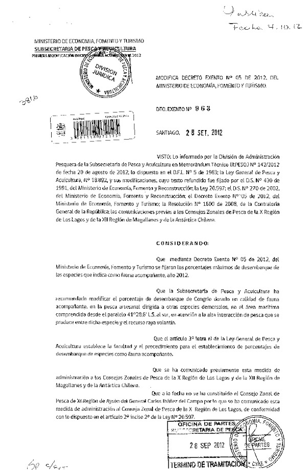 Decreto Exento Nº 963 de 2012, Modifica Decreto Nº 5 de 2011, Fauna compañante.