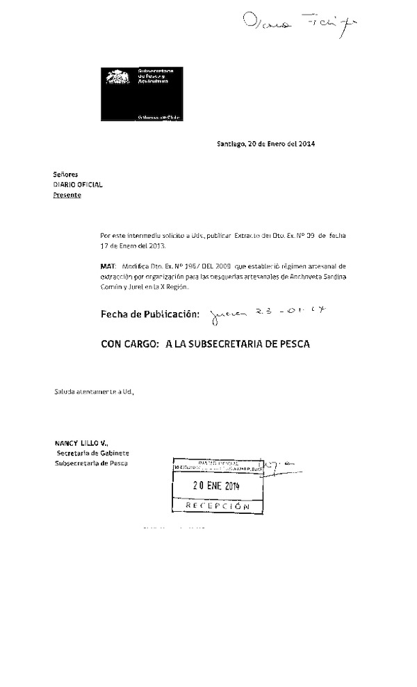D EX N° 09-2014 Modifica RAE Anchoveta, sardina común y jurel X Región. (F.D.O. 23-01-2014)