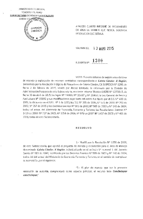 Res. Ex. N° 1300-2015 4° SEGUIMIENTO.