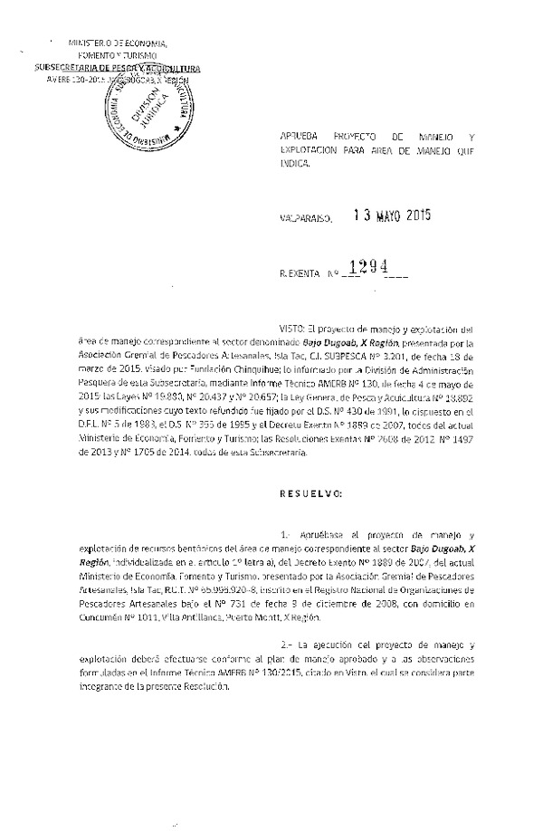 Res. Ex. N° 1294-2015 PLAN DE MANEJO.
