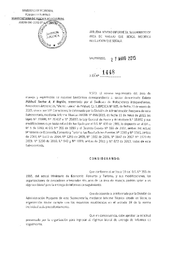 Res. Ex. N° 1448-2015 9° SEGUIMIENTO.