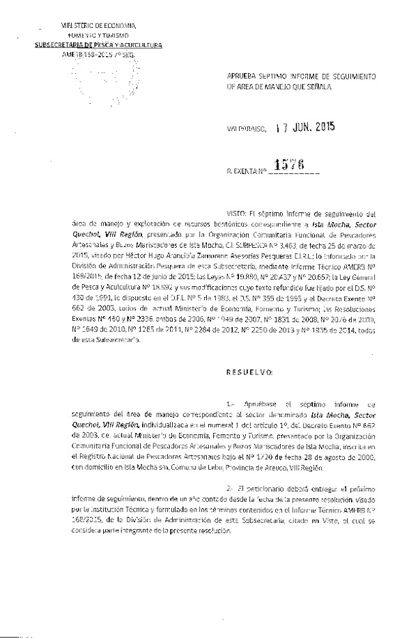 Res. Ex. N° 1576-2015 7° SEGUIMIENTO.