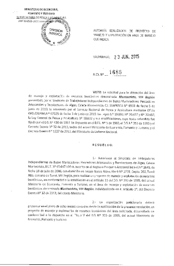Res. Ex. N° 1686-2015 PROYECTO DE MANEJO.