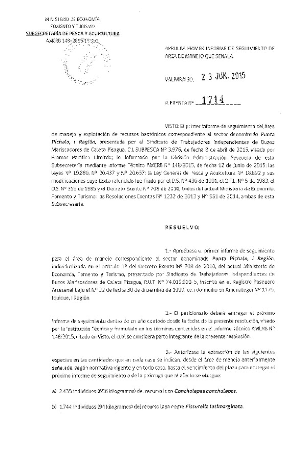 Res. Ex. N° 1714-2015 1° SEGUIMIENTO.