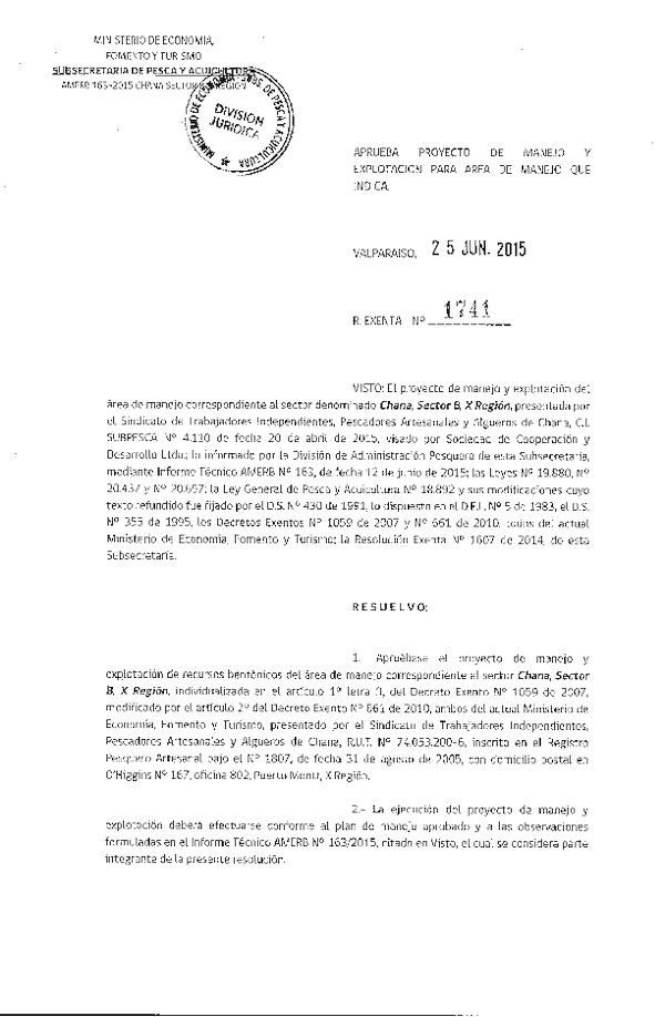 Res. Ex. N° 1741-2015 PLAN DE MANEJO.
