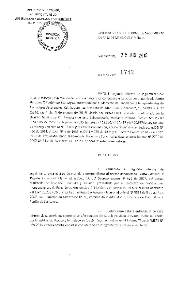 Res. Ex. N° 1742-2015 2° SEGUIMIENTO.
