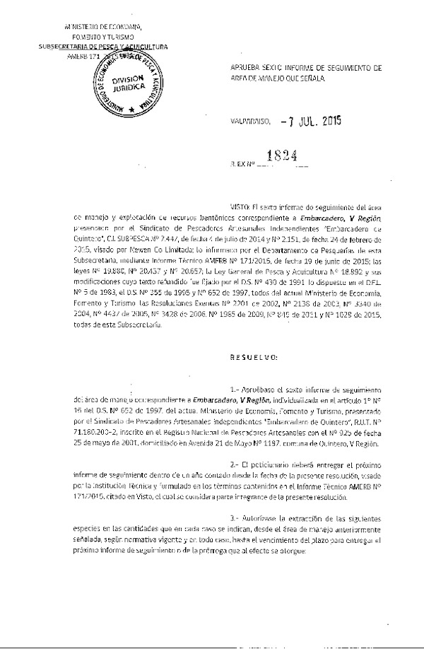Res. Ex. N° 1824-2015 6° SEGUIMIENTO.