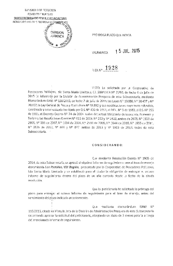 Res. Ex. N° 1928-20015 PRORROGA 8° SEGUIMIENTO.