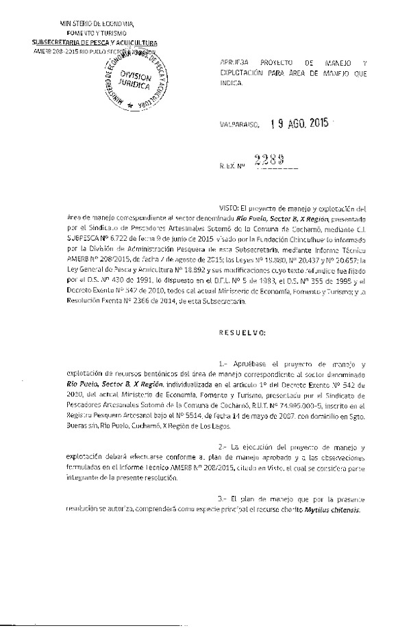 Res. Ex. N° 2289-2015 PLAN DE MANEJO.