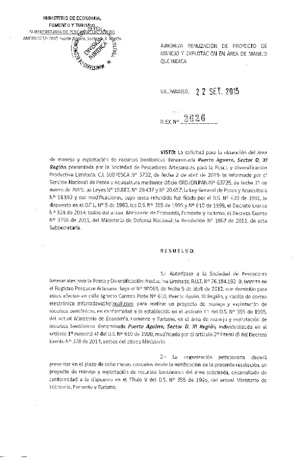 Res. Ex. N° 2626-2015 PROYECTO DE MANEJO.