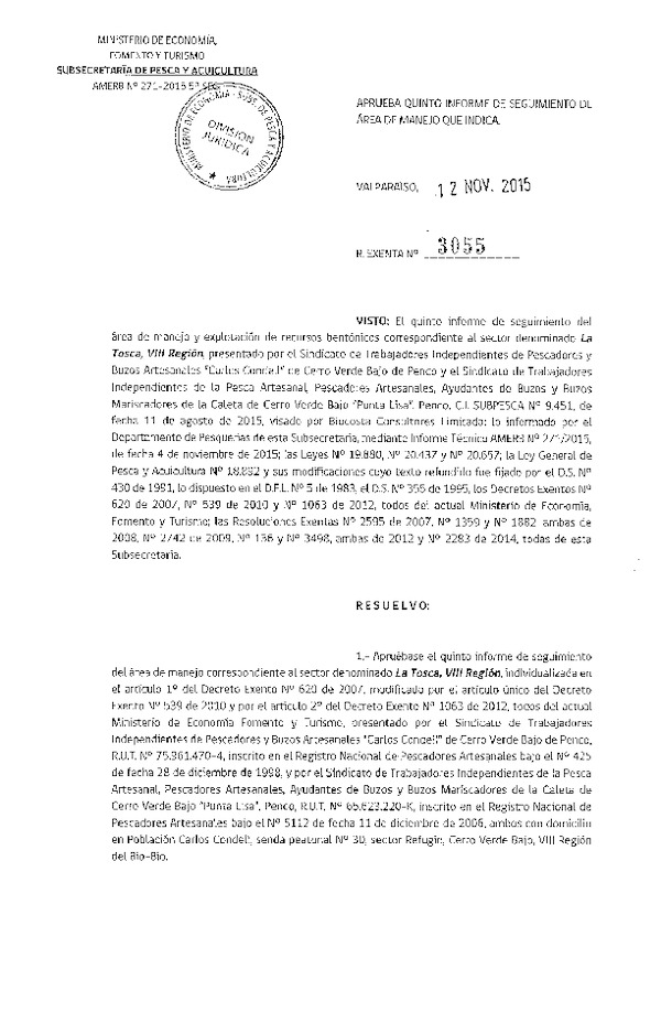 Res. Ex. N° 3055-2015 5° SEGUIMIENTO.
