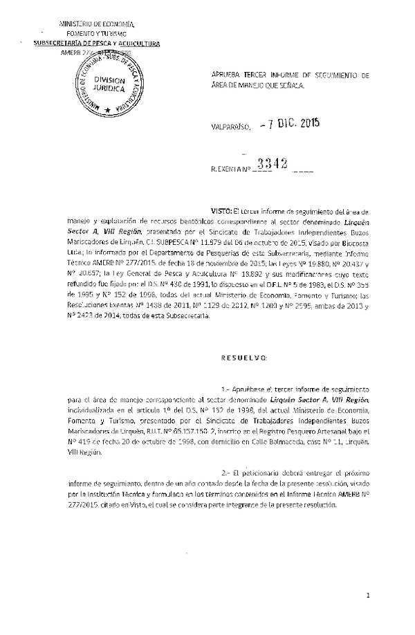 Res. Ex. N° 3342-2015 3° SEGUIMIENTO.