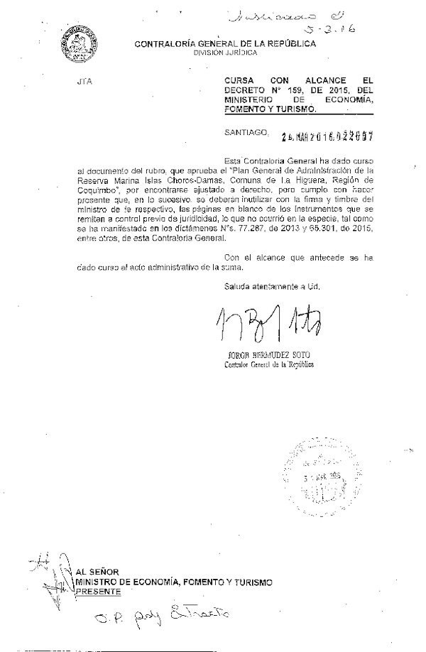 D.S. N° 159-2015 Aprueba Plan General de Administración de Reserva Marina Isla Choros-Damas IV Región. (F.D.O. 05-04-2016)