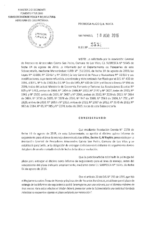 Res. Ex. N° 2532-2016 ACOGE DESISTIMIENTO DE REPOBLAMIENTO.