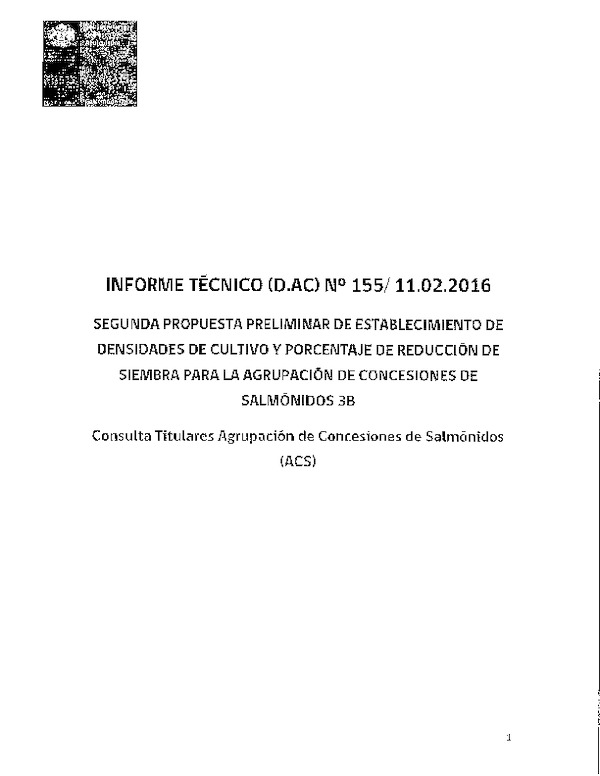Informe Técnico (D.AC) N° 155-2016 Agrupación Salmónidos 3 B.