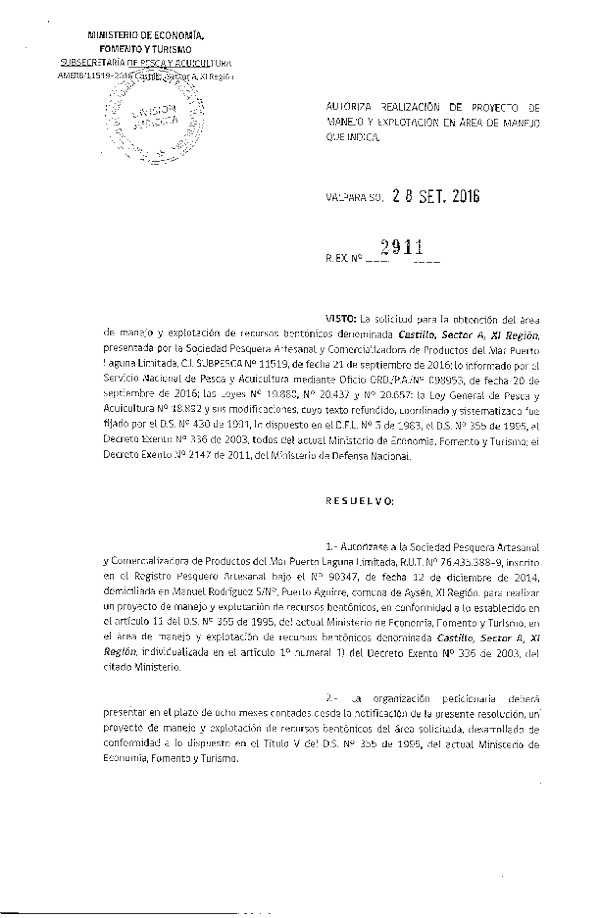 Res. Ex. N° 2911-2016 PROYECTO DE MANEJO.