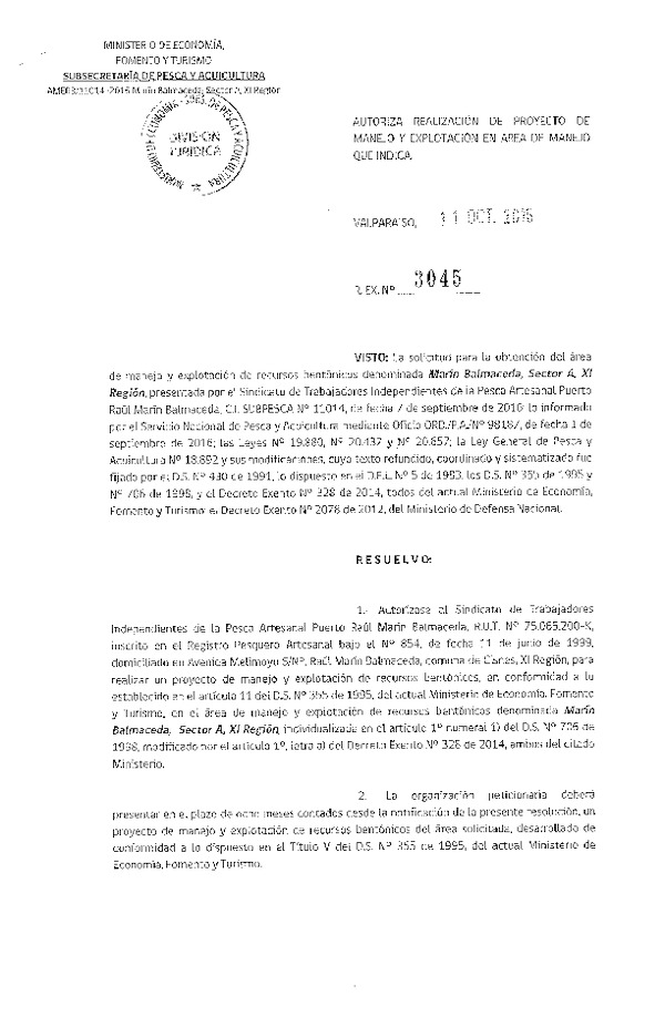 Res. Ex. N° 3045-2016 PROYECTO DE MANEJO.