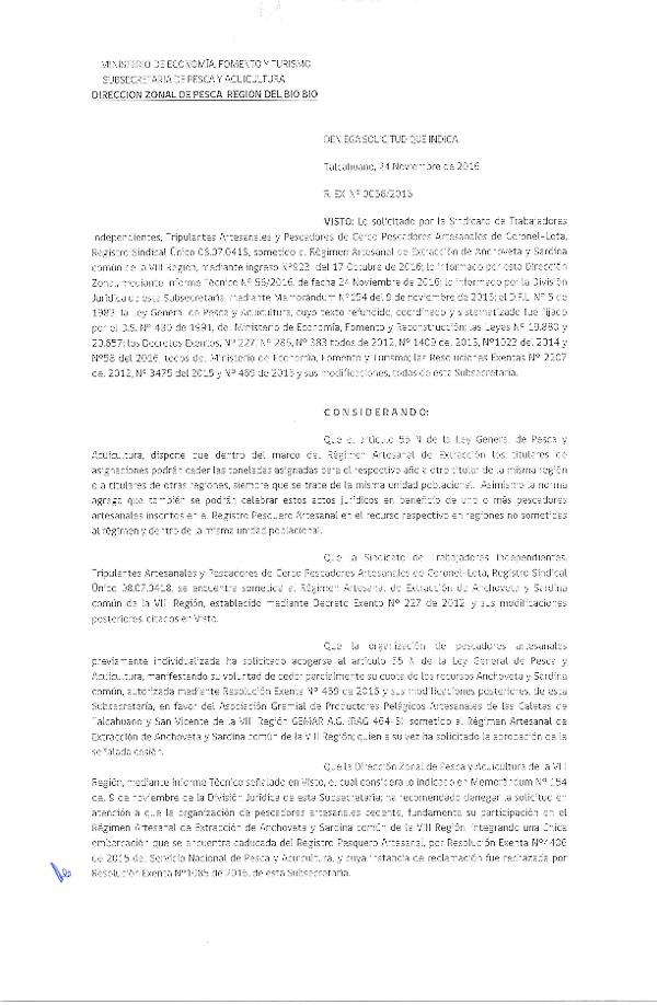 Res. Ex. N° 56-2016 (DZP VIII) Deniega Solicitud que Indica.