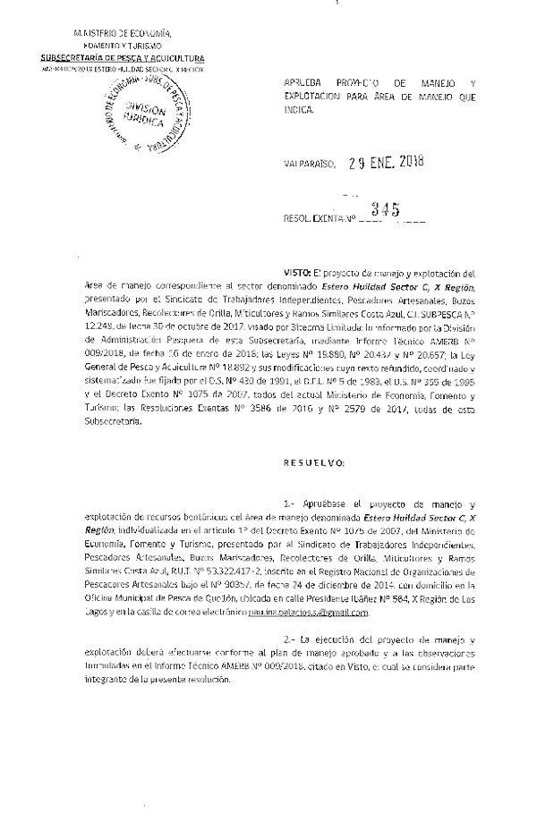 Res. Ex. N° 345-2018 Plan de Manejo.