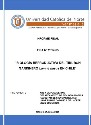 Informe Final : Biología reproductiva del tiburón sardinero Lamna nasus en Chile